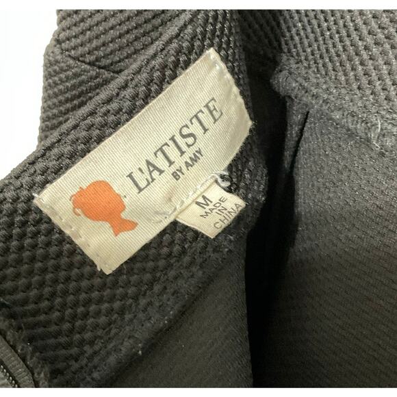 L’atiste Black Sleeveless Halter Dress Size Medium Textured Open Back - Picture 6 of 9